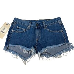 Nwt Rag & Bone Cut Off Denim Shorts Size 24 Blue‎ Frayed Hem